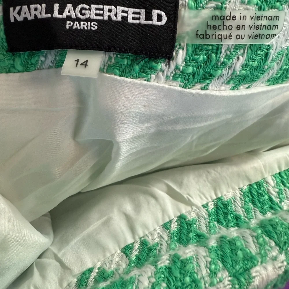 Karl Lagerfeld Mint Houndstooth Skirt